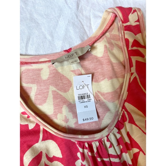 NWT Loft Pink and Ivory Sleeveless Floral Print Dress - Size XS - Picture 5 of 5